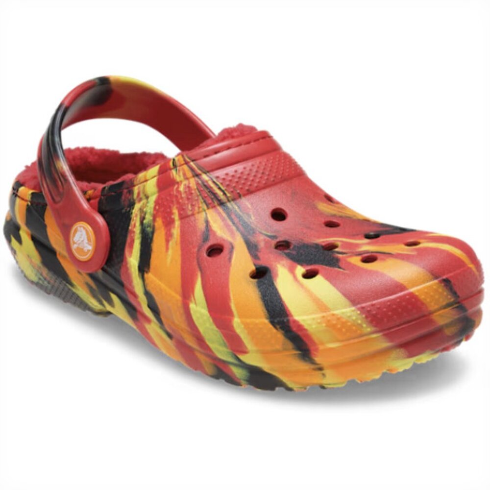NEW Crocs Kids' Sizes 11-1 Classic Lined Marbled Clog - Molten Lava